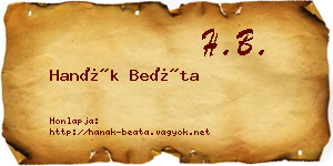Hanák Beáta névjegykártya